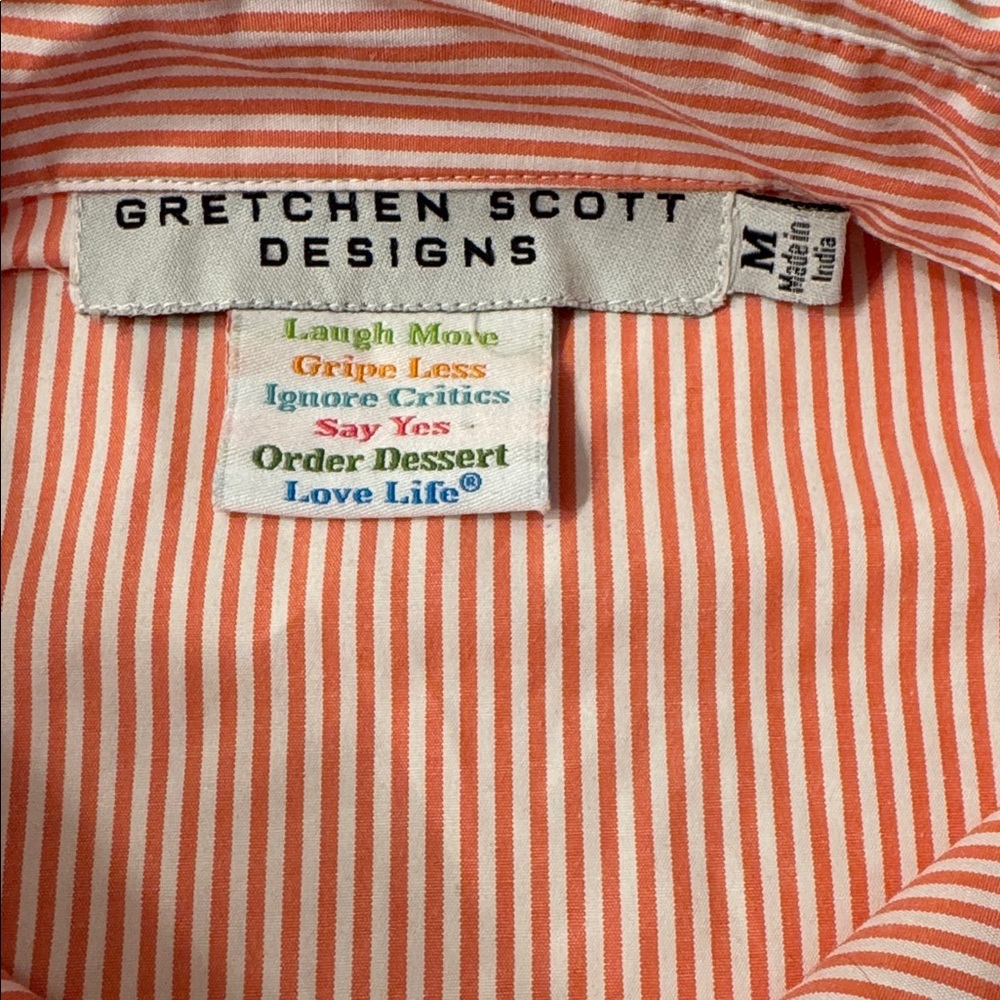 Gretchen Scott Designs Priss Brooks Blouse - Stripe in Tangerine EUC Size M - Picture 8 of 9